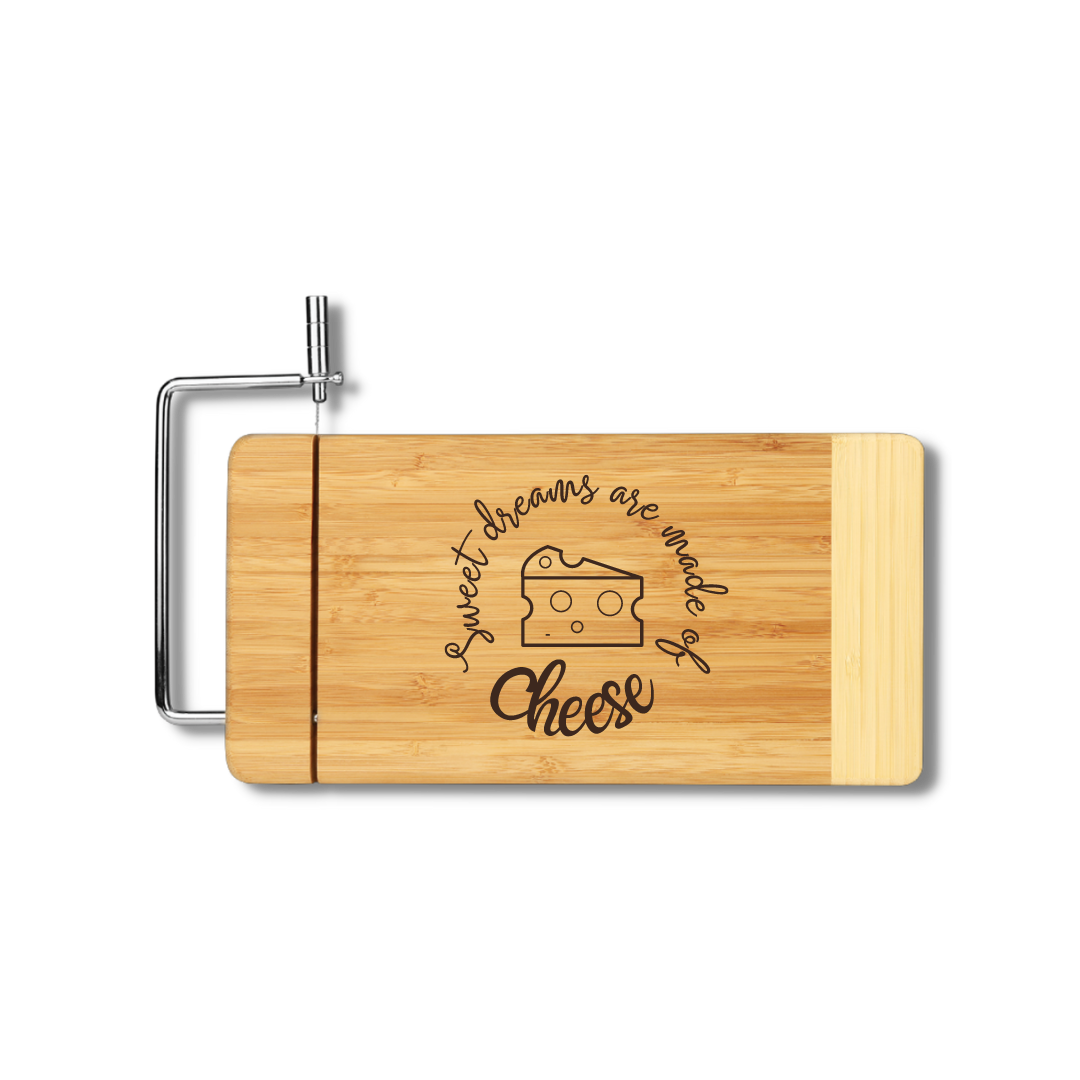 Bamboo Rectangle Cutting Board with Metal Cheese Cutter